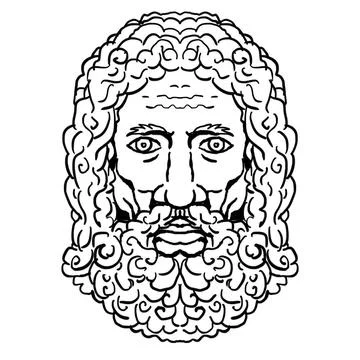 Zeus Greek God Head Portrait Cartoon Retro Drawing Retro cartoon style por... Stock Photos