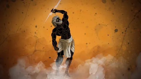 Zeus throwing lightning bolts from the sky Stock Footage 342363888