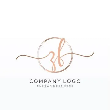 ZF Initial handwriting logo design Stock Illustration