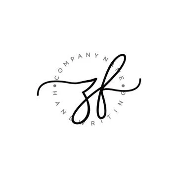 ZF Initial handwriting logo design Stock Illustration
