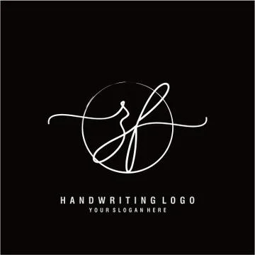 ZF Initial handwriting logo design Stock Illustration