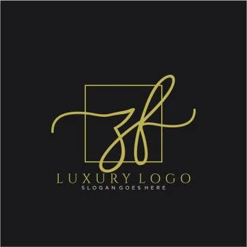 ZF Initial handwriting logo design Stock Illustration