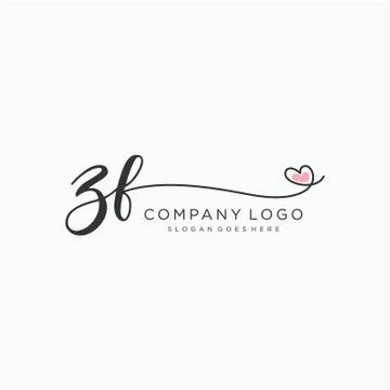 ZF Initial handwriting logo design Stock Illustration