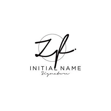 ZF Initial handwriting logo design Stock Illustration