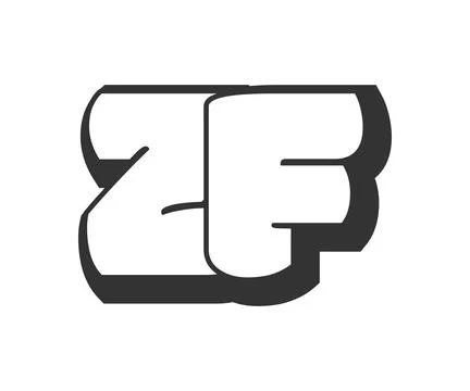 ZF logo, bubble comic lettering, rounded in graffiti style black and white .. Stock Illustration