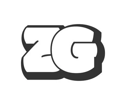 ZG logo, bubble comic lettering, rounded in graffiti style black and white .. Stock Illustration