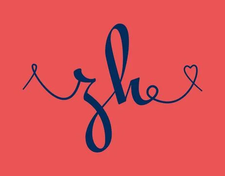 ZH initial wedding monogram calligraphy vector illustration. Hand drawn let.. Stock Illustration