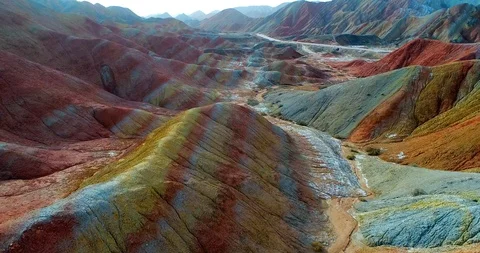 Zhangye Rainbow Mountains Stock Footage 104763834