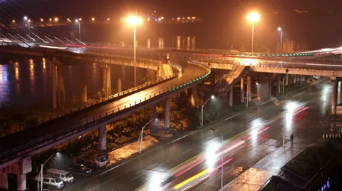 Zhongba bridge at night Stock Footage 39311485