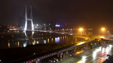 Zhongba bridge at night Stock Footage 39335402