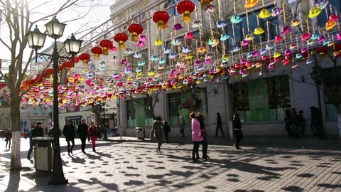 Zhongyang Street of Harbin Видео 85207942