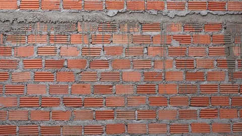 Zi-Background Texture White Wall Of Concrete Blocks, Filmed During The Construct Stock Footage 126084067