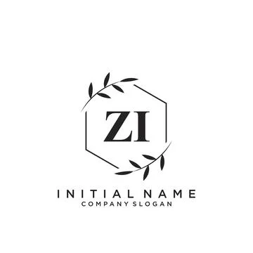ZI Initial handwriting logo design Stock Illustration