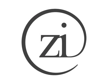 ZI logo from two letter with circle shape email sign style. Z and I round l.. Stock Illustration