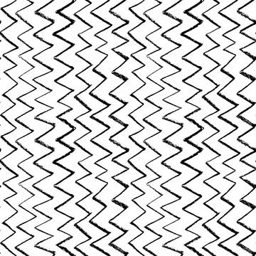 Zig zag charcoal lines vector seamless pattern. Stock Illustration