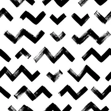 Zig zag chevron grunge black seamless pattern Stock Illustration