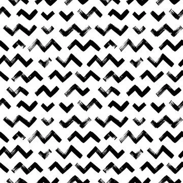 Zig zag chevron grunge black seamless pattern Stock Illustration