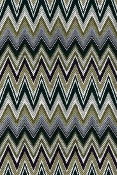 Zig-zag chevron knitted stripes in purple, green, and grey. Seamless pattern. Stock Illustration