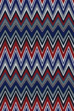 Zig-zag chevron knitted stripes in red, blue, and grey. Seamless pattern. Stock Illustration