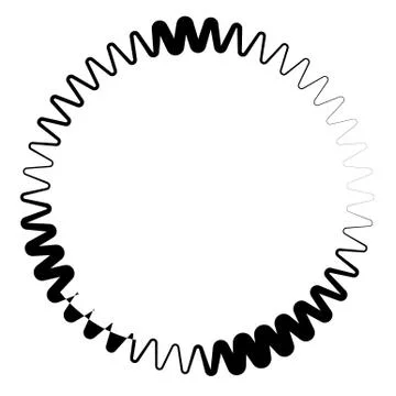 Zig-zag edgy circle element. Abstract monochrome circle. Stock Illustration