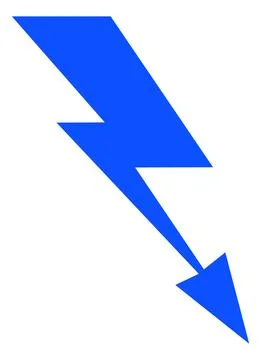 Zig zag falling arrow icon. Blue lightning bolt sign Illustrazione stock