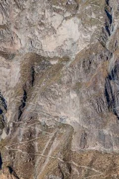 Zig zag path leading to Colca canyon, Peru Stock Photos