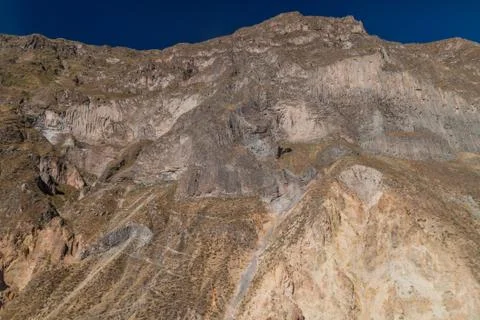 Zig zag path leading to Colca canyon, Peru Stock Photos