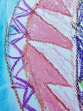 Zig zag patterned sketch texture of pink and blue oil pastel crayons on paper Stock Illustration