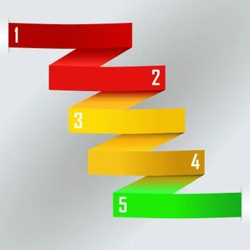 Zig-zag rainbow colored paper band business template Stock Illustration