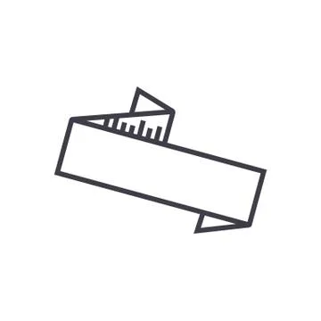 Zig zag ribbon  vector line icon, sign, illustration on background, editabl Stock Illustration