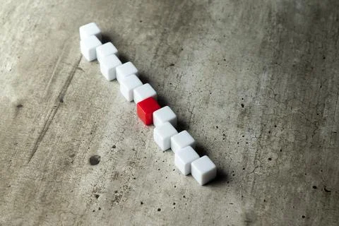 Zig-zag row of small cubes 스톡 사진