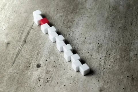 Zig-zag row of small cubes 스톡 사진