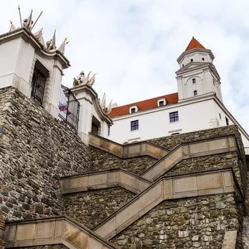 Zig-zag steps to the castle Stock Photos