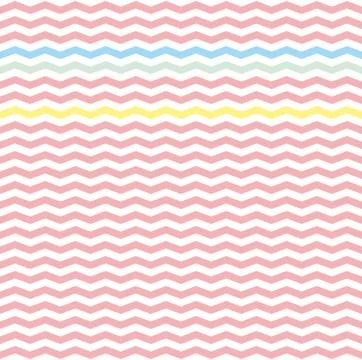 Zig zag tile vector pattern or seamless pink, yellow, green and blue background. Illustrazione stock