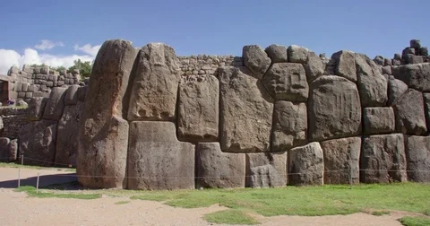 The Zig-zag wall of Sacsayhuaman Complex in Cusco Peru Stock Footage 78775701
