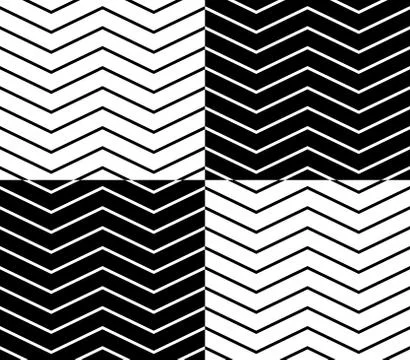 Zig zag, wavy lines seamless monochrome pattern. 스톡 일러스트