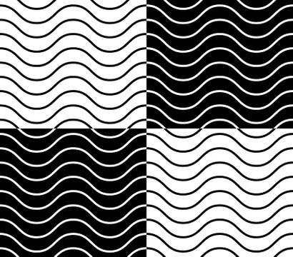 Zig zag, wavy lines seamless monochrome pattern. Stock Illustration