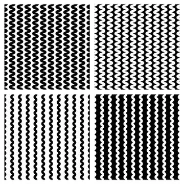 Zig zag, wavy lines seamless monochrome pattern. Stock Illustration