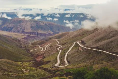 Zig Zag way in the mountain, going to Salinas Grandes Stock Photos
