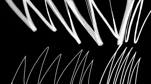 Zig zag white grunge pencil doodle lines on black background. Video stock 269690280