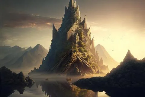 A Ziggurat In The Hills Stock Illustration