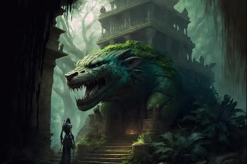 A Ziggurat In A Jungle Stock Illustration