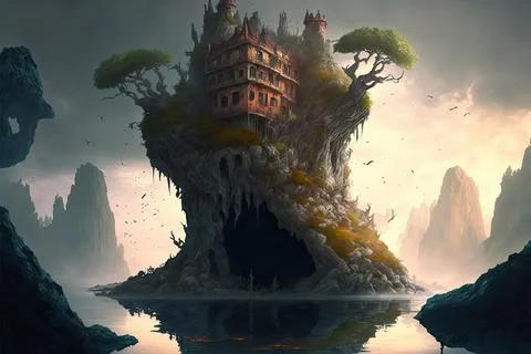 A Ziggurat Within A Forest Stock Illustration