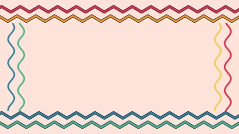 Zigzag and squiggle ribbons moving around the edges with empty center Stock Footage 348296112