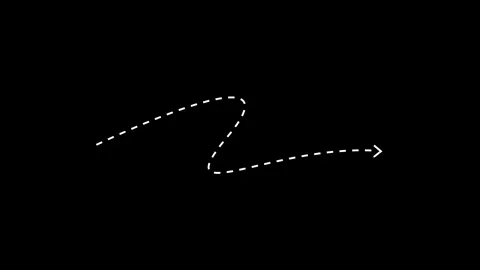 Zigzag arrow animated drawing dashed zigzag curve path pointing right on 4k.. Stock Footage 343595638