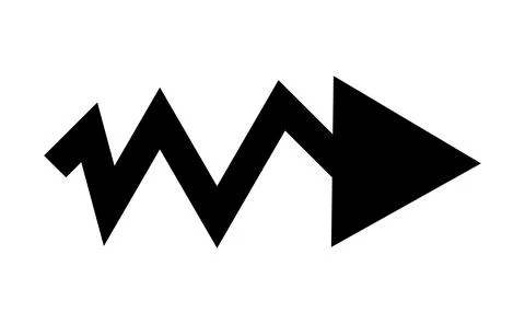 Zigzag body right arrow icon, Lightning style arrow symbol, Sharp wave direct Illustrazione stock