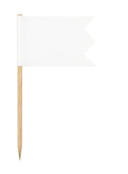 Zigzag border rectangle shaped toothpick paper flag with wooden pole isolated Stock Illustration