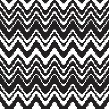 Zigzag chevron knitting pattern design in black and white for fashion and h.. Ilustración de archivo