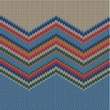 Zigzag colorful knitted pattern for background, vector illustration 스톡 일러스트