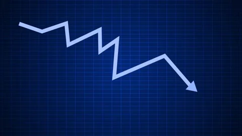 Zigzag downward arrow falling trend decline or drop in business and finance.. Stock-Footage 337176179